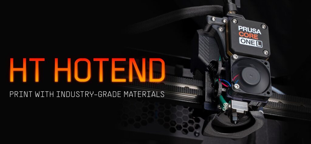 Hotend HT da Prusa montado na cabeça de impressão de uma CORE One L